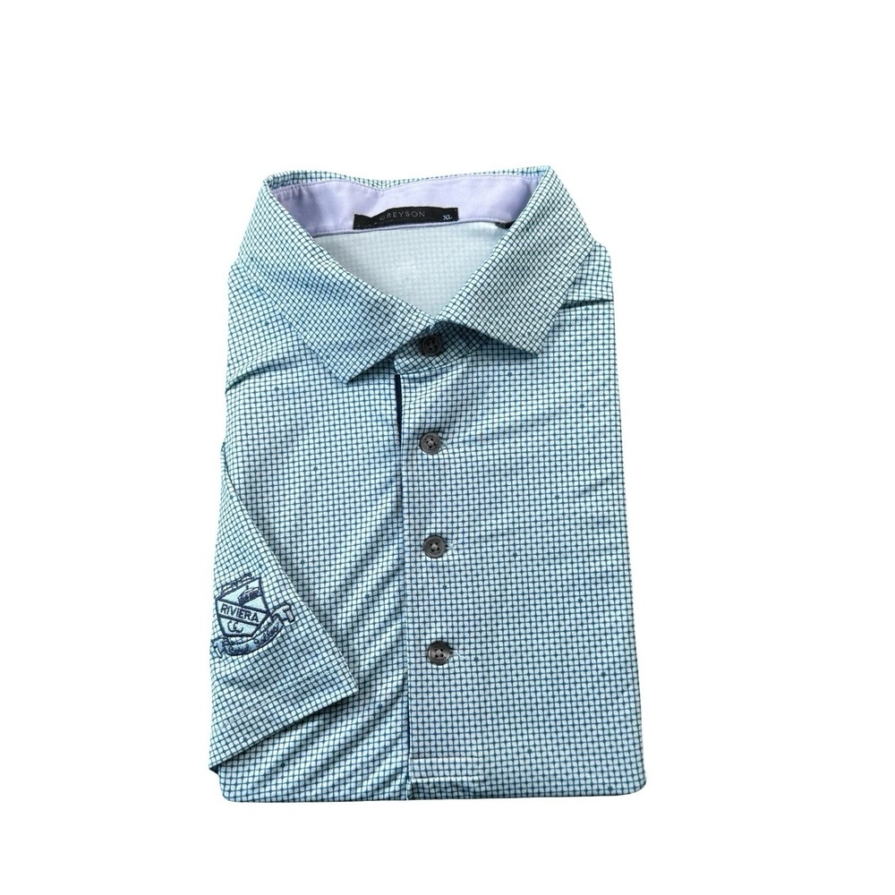 Greyson Blue Geometric Performance Riviera Coral Gables Golf Polo Mens XL